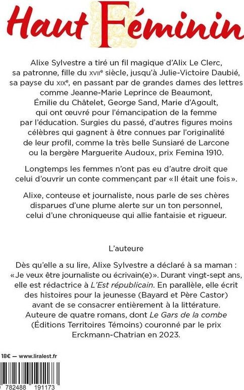 Quatrième de couverture de « Haut féminin : itinéraires de dix-sept femmes de lettres ou de caractère »