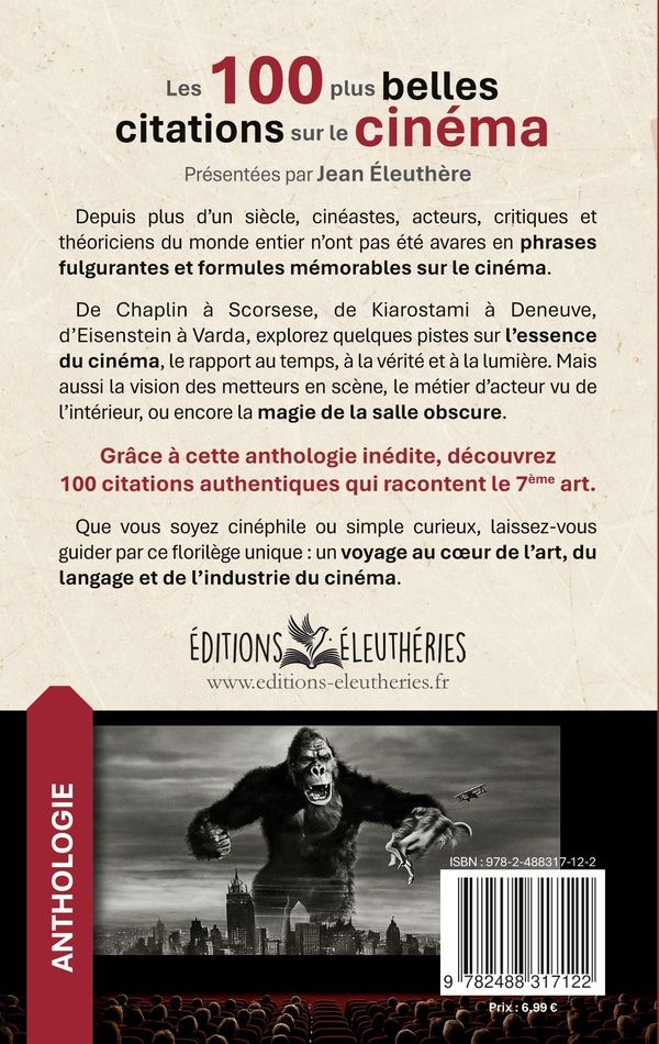 Quatrième de couverture de « Les 100 plus belles citations sur le cinéma : anthologie »