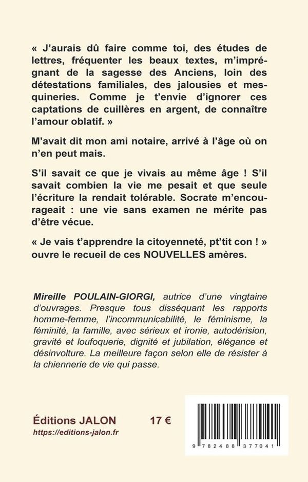 Quatrième de couverture de « Nouvelles amères »