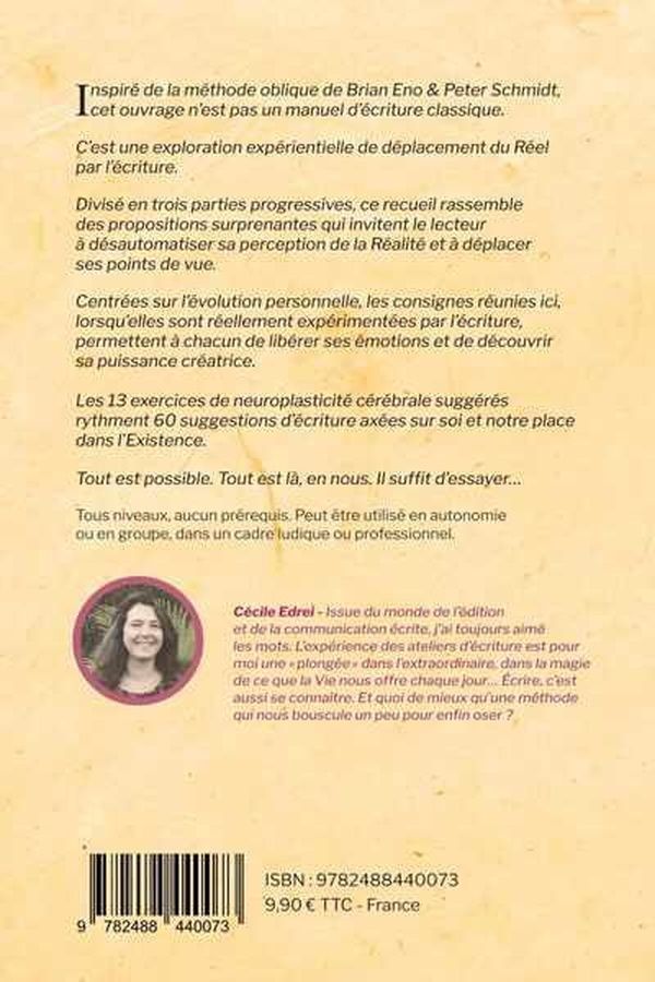 Quatrième de couverture de « L'Oblique : 60 exercices d écriture créative pour sortir des automatismes et réveiller l intuition »