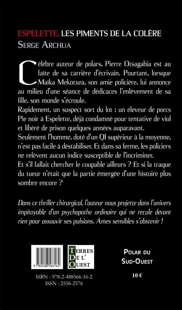 Quatrième de couverture de « Espelette les piments de la colère »