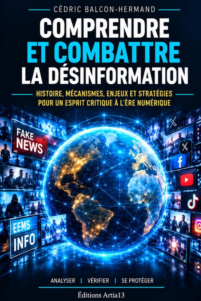Couverture du livre « Comprendre et combattre la désinformation » de Cédric Balcon-Hermand, librairie Les Contes Infusés à Corte