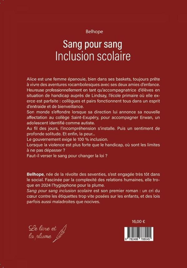 Quatrième de couverture de « Sang pour sang : inclusion scolaire »