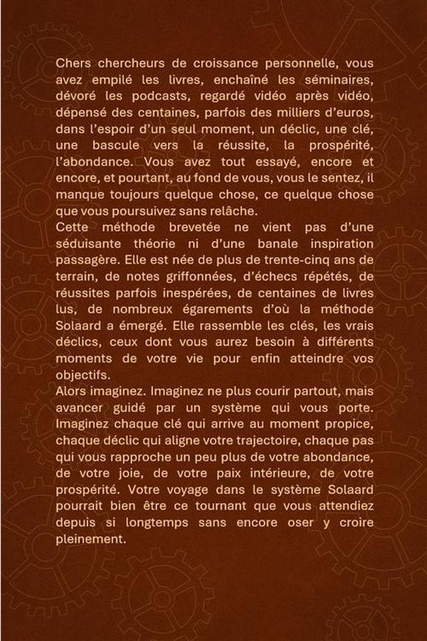 Quatrième de couverture de « PROGRAMMATIONS POSITIVES AVEC LA METHODE SOLAARD »