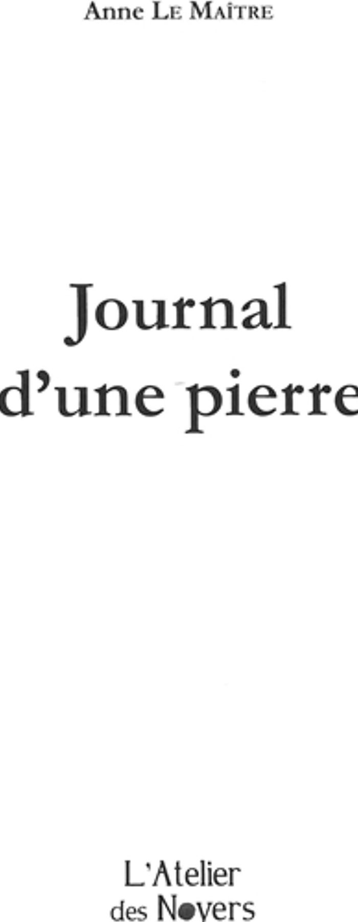Couverture du livre « JOURNAL D'UNE PIERRE », librairie Les Contes Infusés à Corte