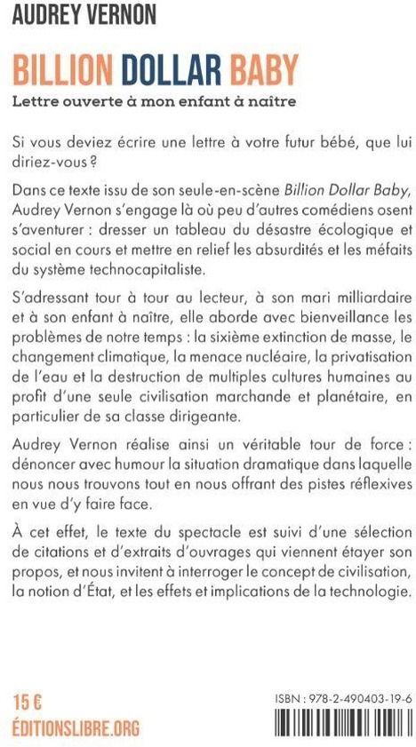 Quatrième de couverture de « BILLION DOLLAR BABY »