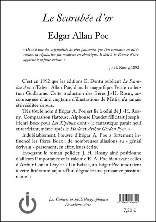 Quatrième de couverture de « Le scarabée d'or »
