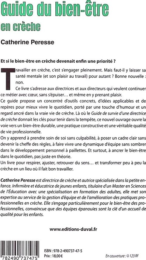 Quatrième de couverture de « Guide du bien-être en crèche : de la survie à la vie d'équipe »