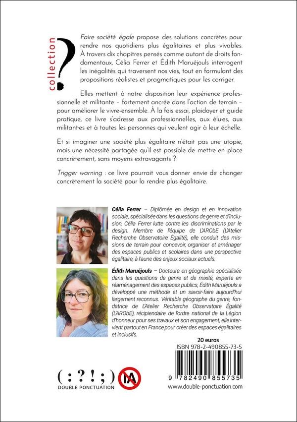 Quatrième de couverture de « Faire société égale : des outils pour agir »