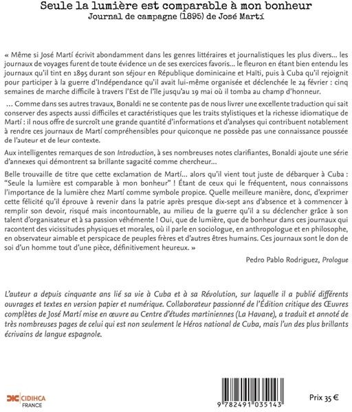 Quatrième de couverture de « SEULE LA LUMIERE EST COMPARABLE A MON BONHEUR - JOURNAL DE CAMPAGNE (1895) »