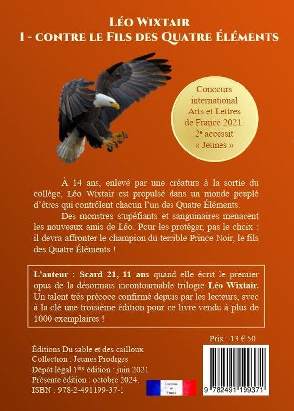 Quatrième de couverture de « LEO WIXTAIR - CONTRE LE FILS DES QUATRE ELEMENTS. 3E EDITION »