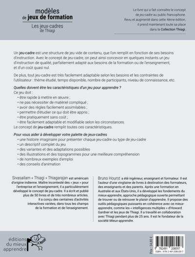 Quatrième de couverture de « Modèles de jeux de formation : les jeux-cadres de Thiagi »