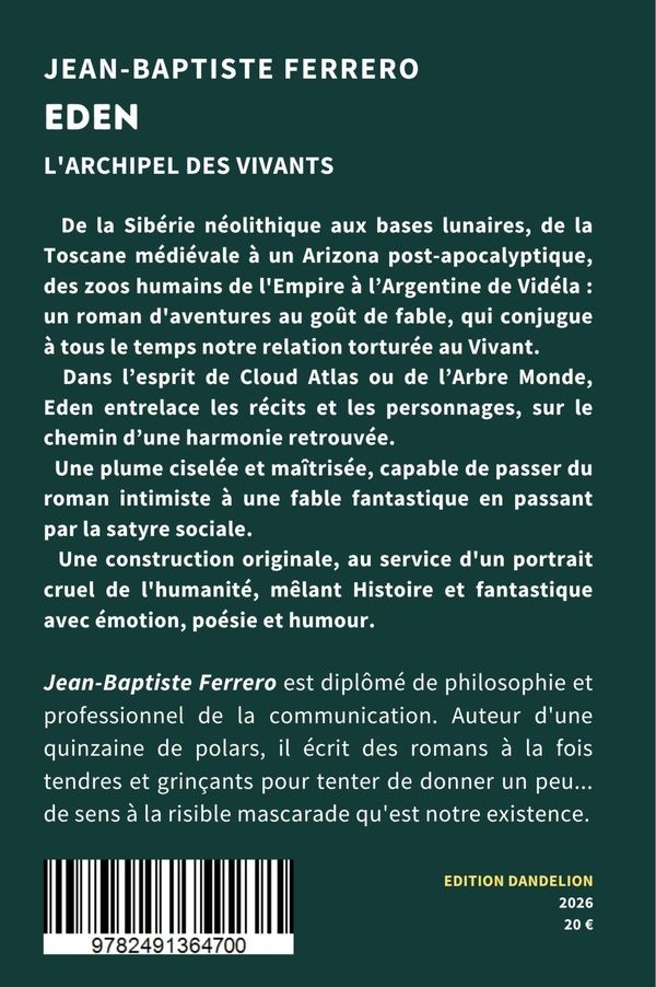 Quatrième de couverture de « EDEN : L'ARCHIPEL DES VIVANTS »