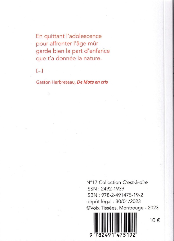Quatrième de couverture de « Échos des cris tus »
