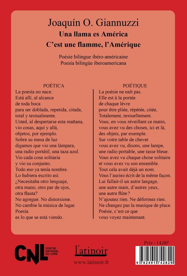 Quatrième de couverture de « Ámérica es una llama - C'est une flamme, l'Amérique »