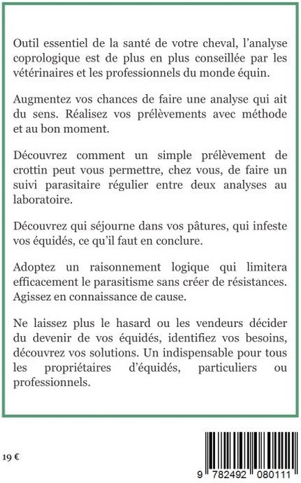 Quatrième de couverture de « À la recherche des parasites : l'analyse coprologique »