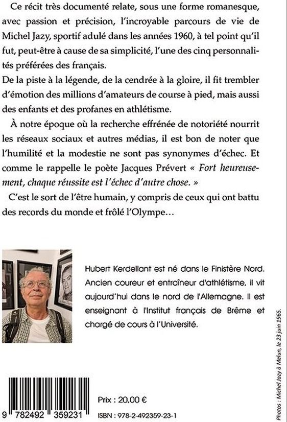 Quatrième de couverture de « MICHEL JAZY, UNE LEGENDE FRANCAISE »