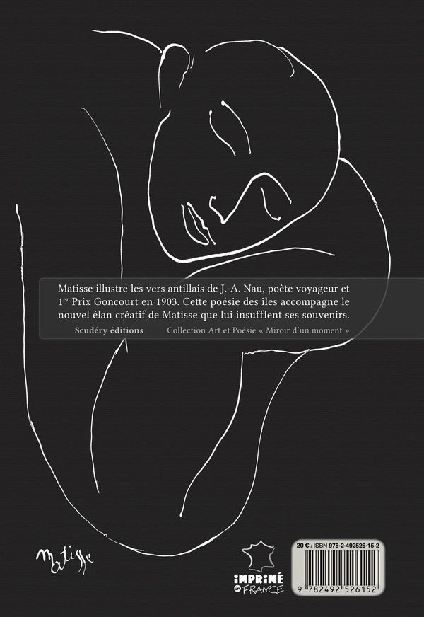 Quatrième de couverture de « Poésies antillaises : illustrées par Matisse suivies de Notes d'un peintre par Matisse »