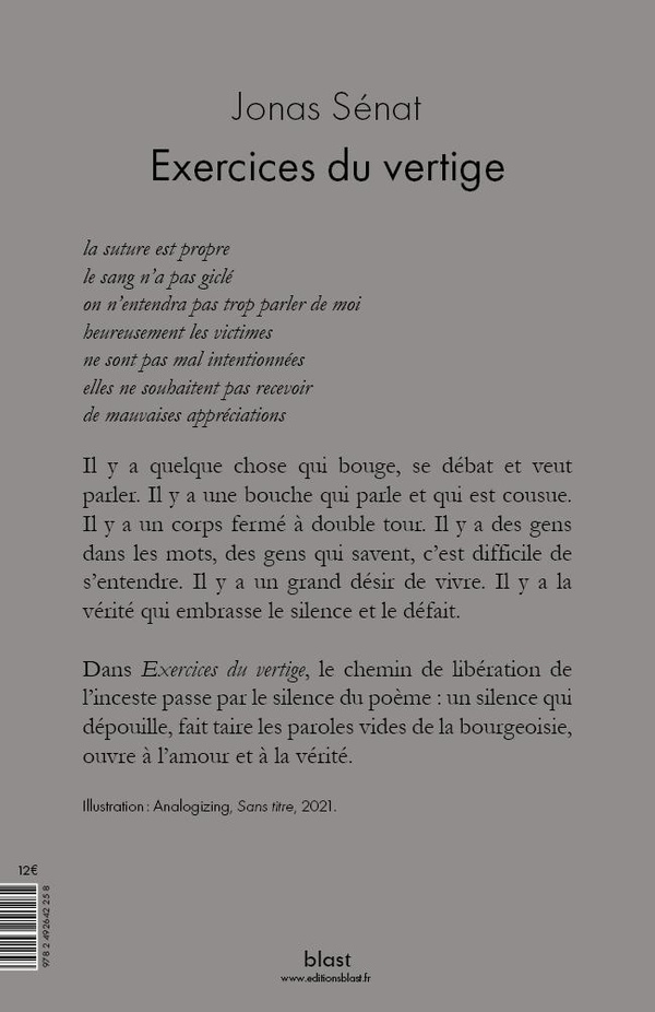 Quatrième de couverture de « Exercices du vertige »