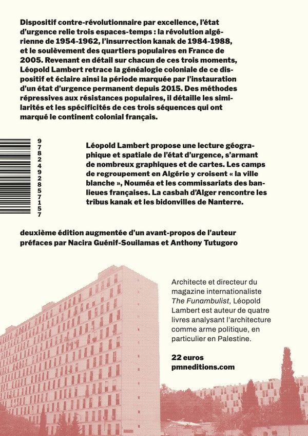 Quatrième de couverture de « États d'urgence : une histoire spatiale du continuum colonial français »