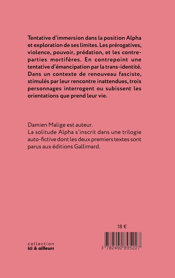 Quatrième de couverture de « La solitude Alpha : roman »
