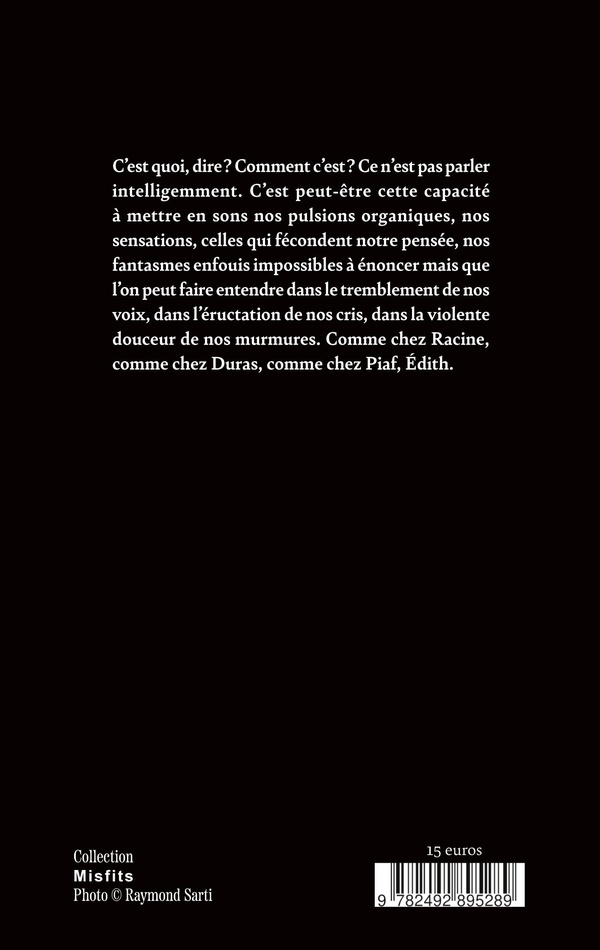 Quatrième de couverture de « Édith »