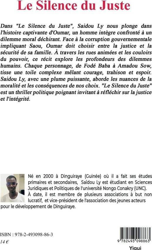 Quatrième de couverture de « Le silence du juste : roman »