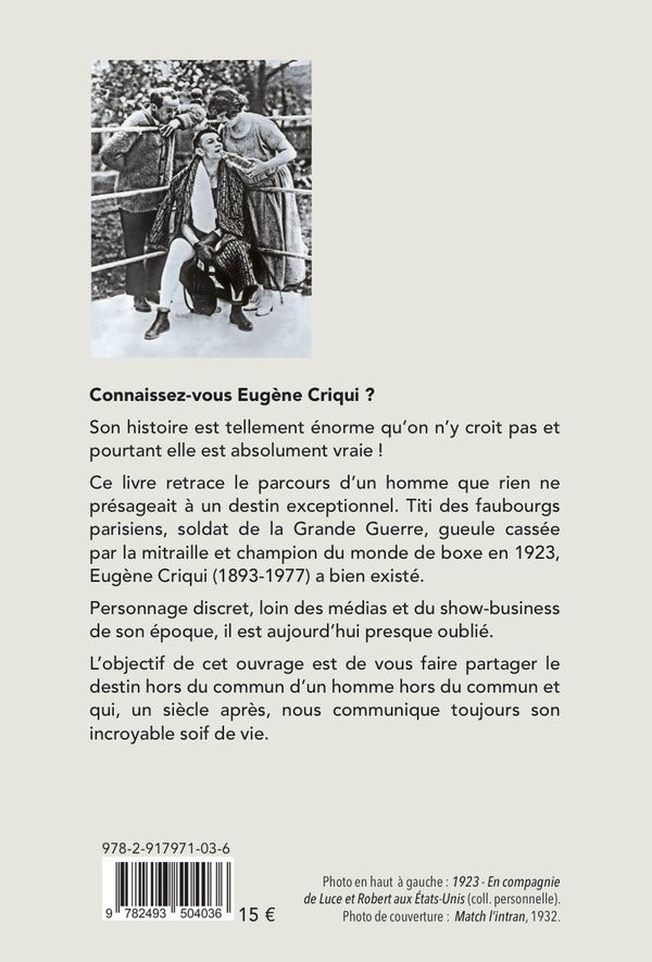 Quatrième de couverture de « EUGENE OU LA SOIF DE VIE »