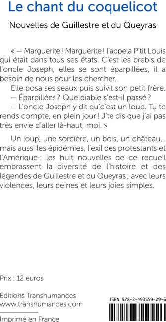 Quatrième de couverture de « Le chant du coquelicot : nouvelles de Guillestre et du Queyras »