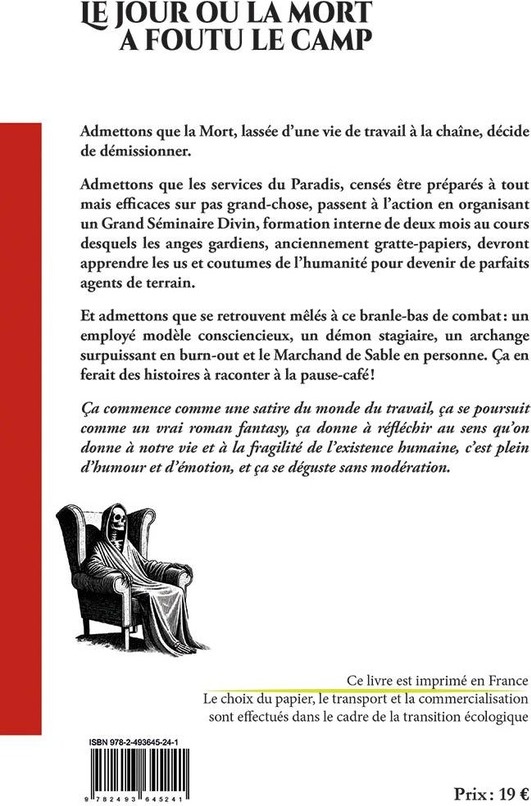 Quatrième de couverture de « Le jour où la mort a foutu le camp »