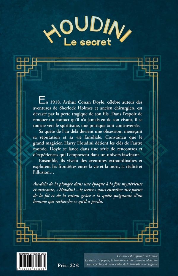 Quatrième de couverture de « Houdini le secret »