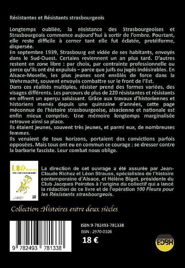 Quatrième de couverture de « Résistantes et résistants strasbourgeois »