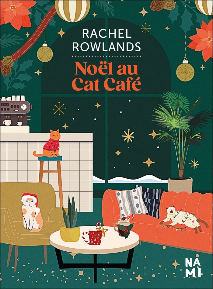 Couverture du livre « Noël au Cat café : roman » de Rachel Rowlands, librairie Les Contes Infusés à Corte