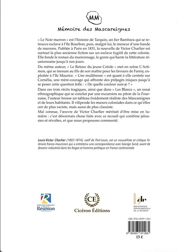 Quatrième de couverture de « Le noir marron : et autres textes »