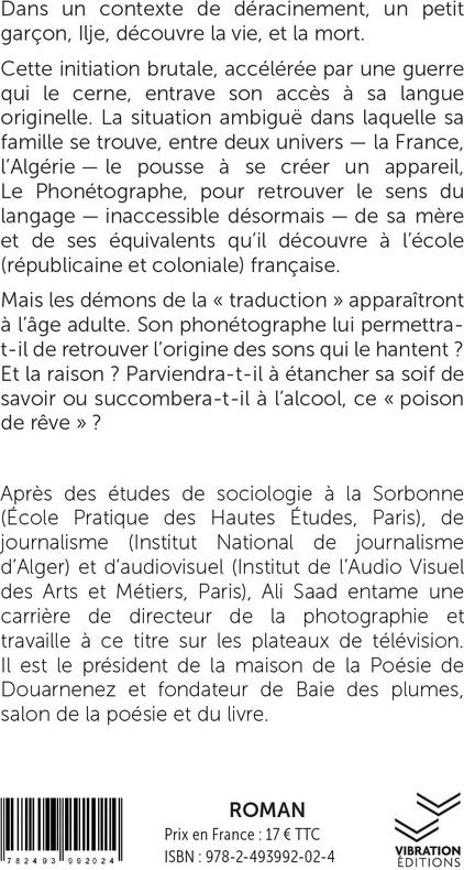 Quatrième de couverture de « Le phonétographe : journal de ma diglossie »