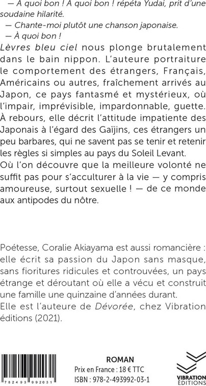 Quatrième de couverture de « Lèvres bleu ciel »