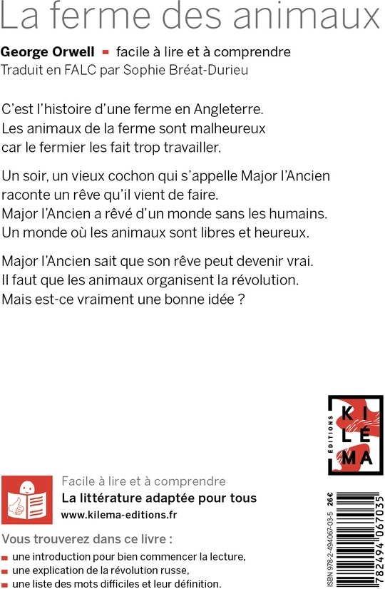 Quatrième de couverture de « La ferme des animaux »