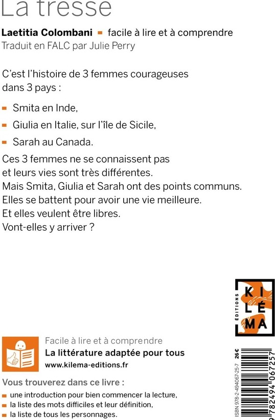 Quatrième de couverture de « La tresse »