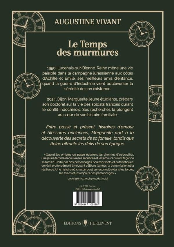 Quatrième de couverture de « Le temps des murmures : roman »