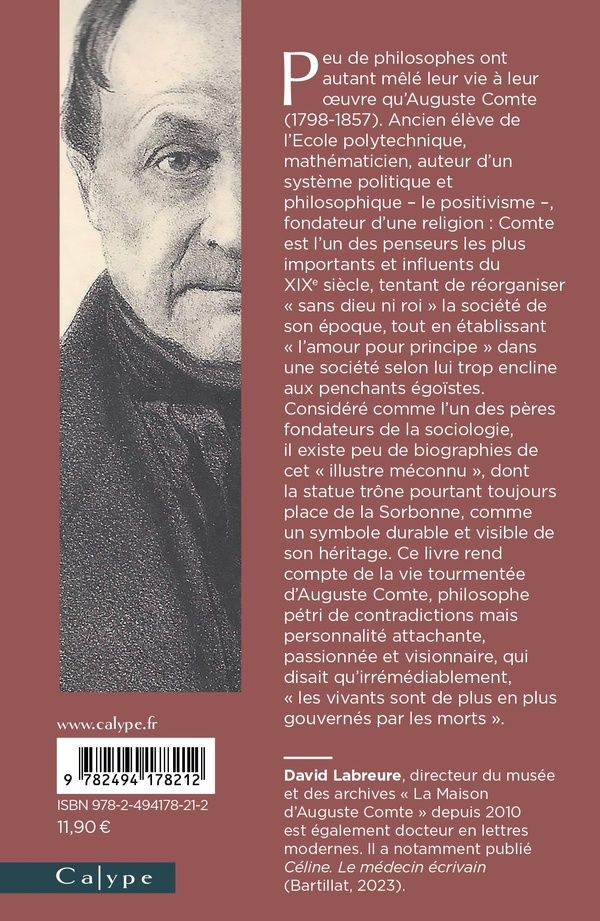 Quatrième de couverture de « Auguste Comte : amour, ordre et progrès »