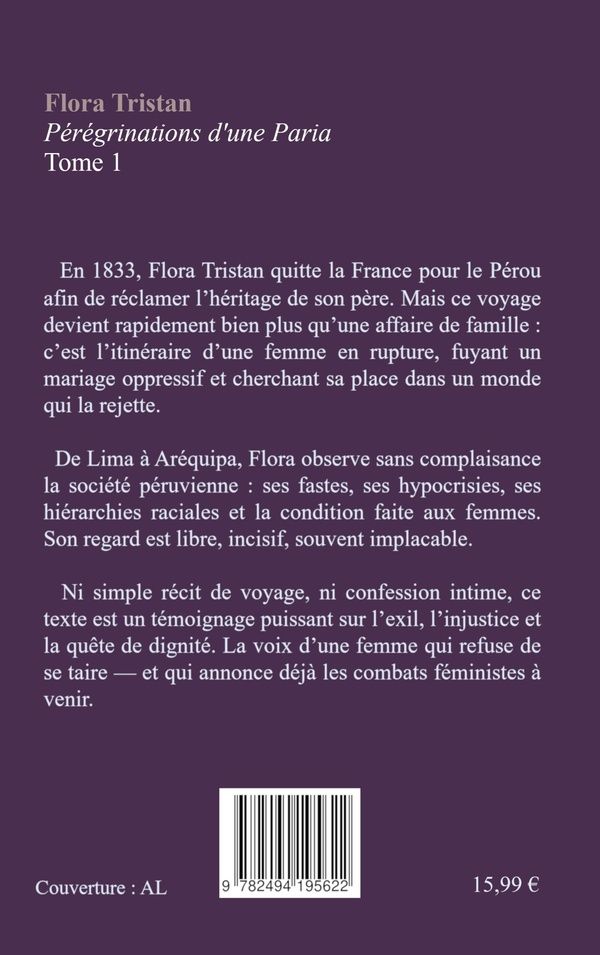Quatrième de couverture de « Pérégrinations d'une paria »