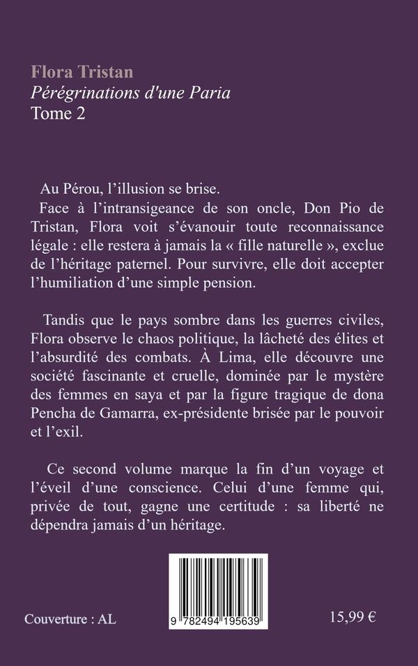 Quatrième de couverture de « Pérégrinations d'une paria »
