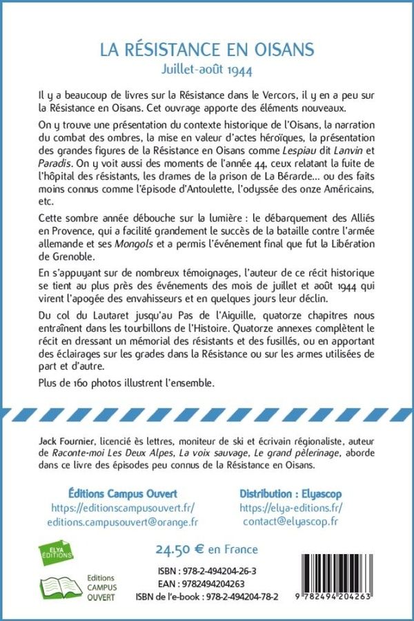 Quatrième de couverture de « LA RESISTANCE EN OISANS - JUILLET-AOUT 1944 »