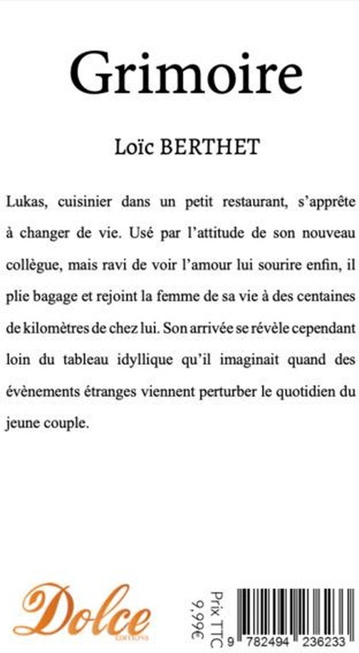 Quatrième de couverture de « Grimoire »