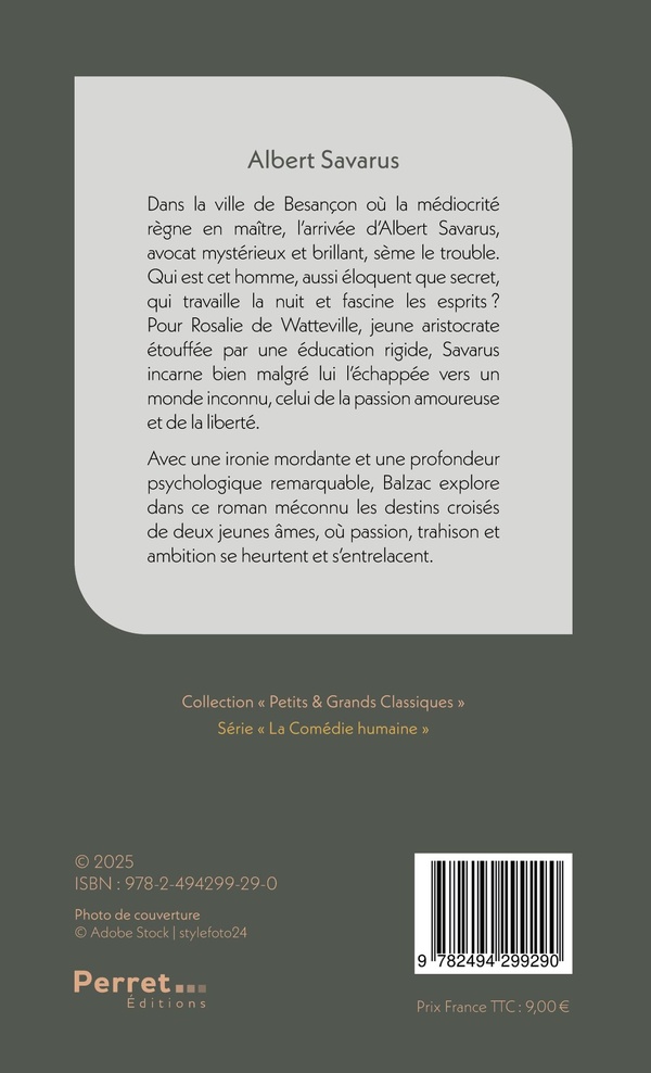 Quatrième de couverture de « Albert Savarus »