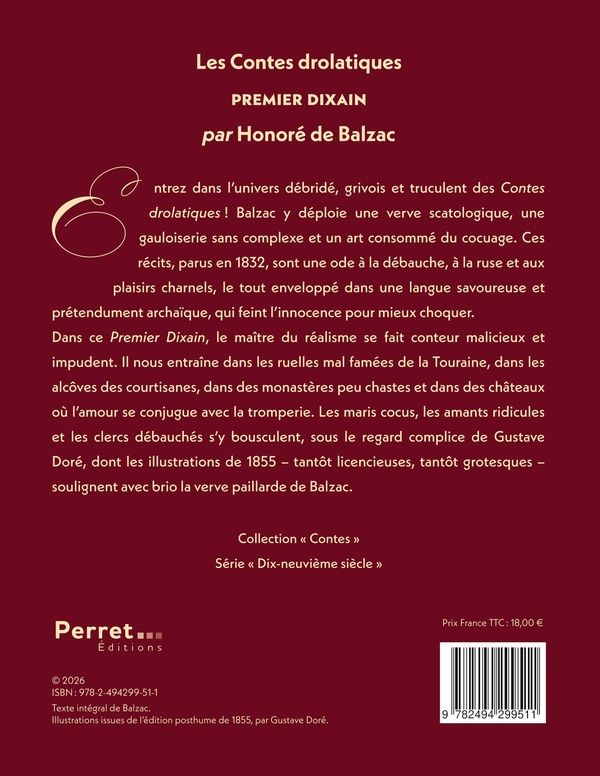Quatrième de couverture de « Les contes drolatiques : premier dixain »