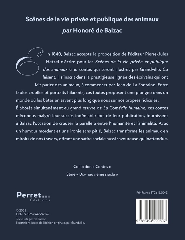 Quatrième de couverture de « Scènes de la vie privée et publique des Animaux »