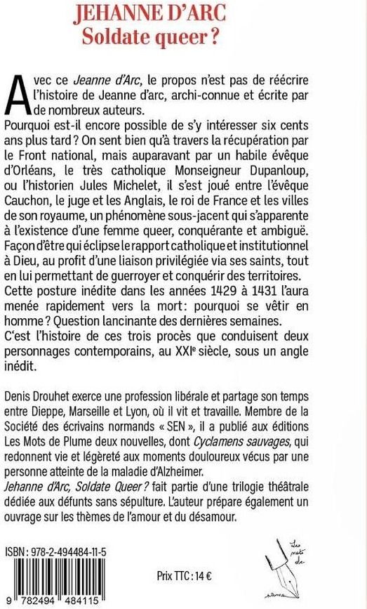 Quatrième de couverture de « Jehanne d'Arc, soldate queer ? »