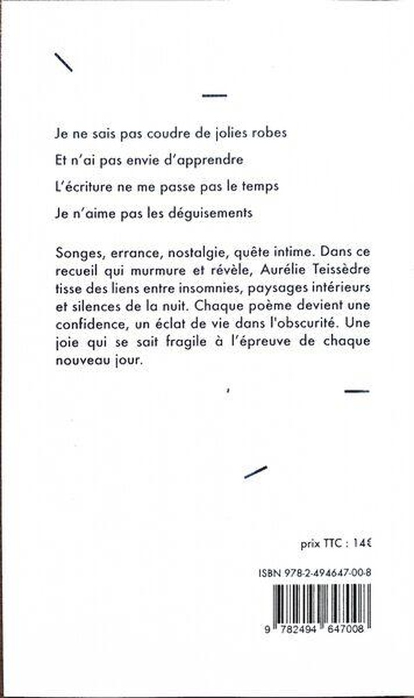 Quatrième de couverture de « Le petit livre des insomnies : carnets de chansons et de balades »