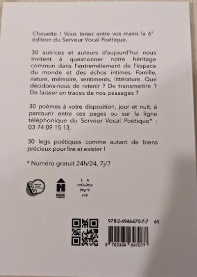 Quatrième de couverture de « Hériter : anthologie poétique »